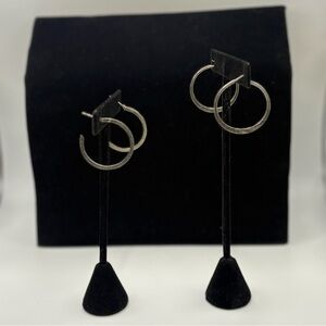 Chic Vintage 2pair Silver Hoop Earrings